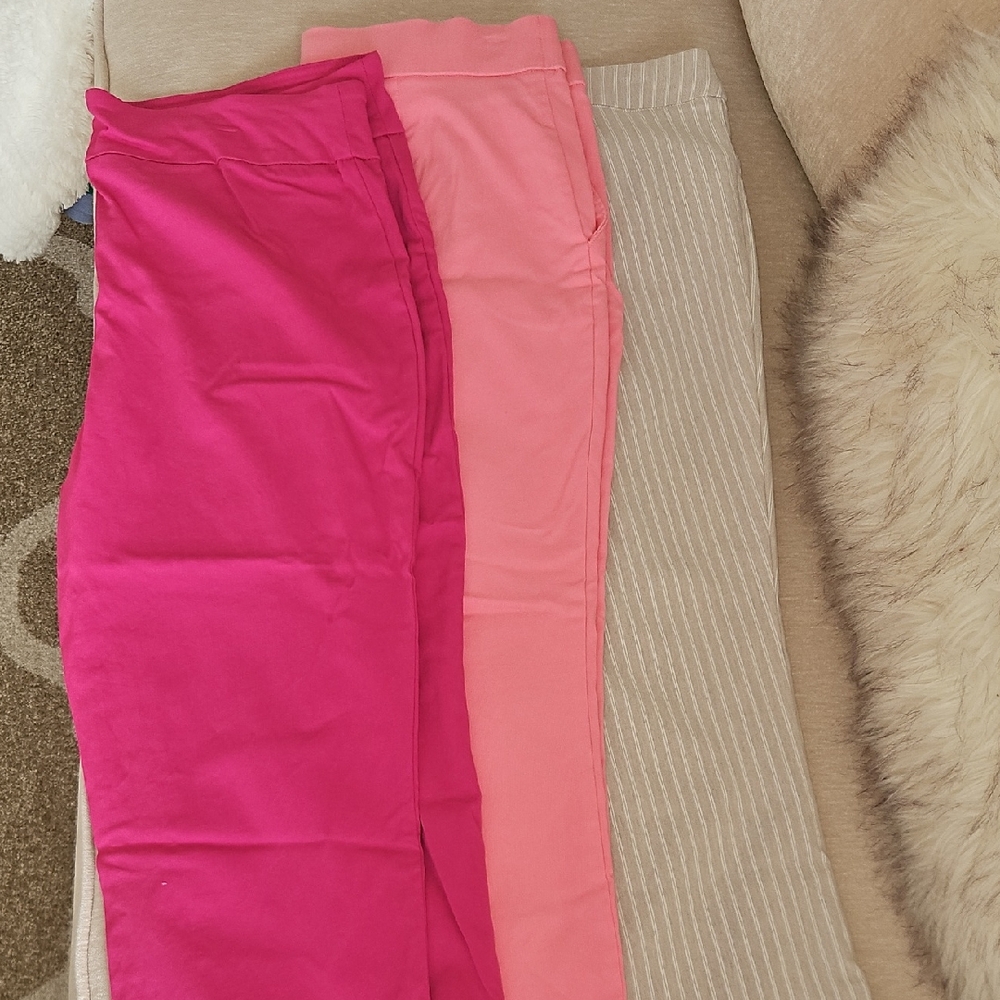 Counterparts Three-Pack Dress Pants in Hot Pink, Light Pink & Tan